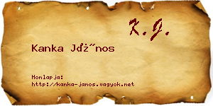 Kanka János névjegykártya